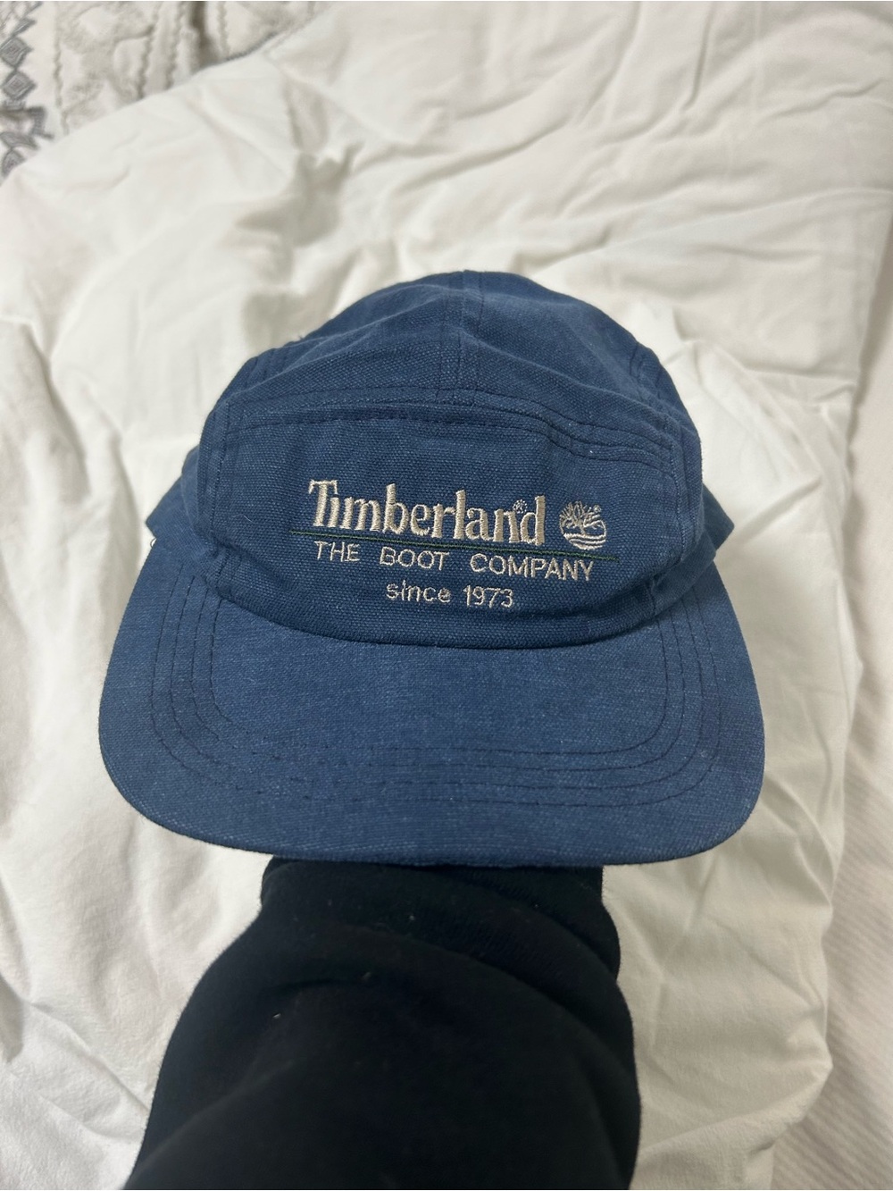 Timberland Navy Canvas 5-Panel Hat with Embroidered Logo
